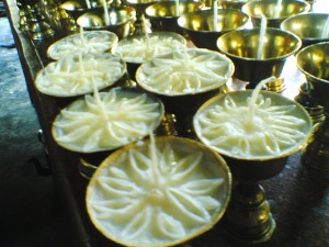 7 Miraculous butterlamps--butter set in the form of lotuses