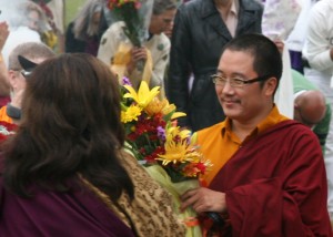 Jetsunma greeting His Holiness Karma Kuchen